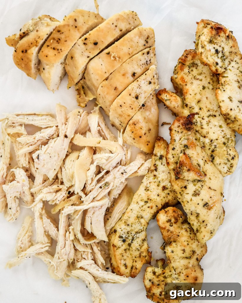 Dill Pickle Chicken Salad Recipe with Crunchy Celery & Herbs 4 shredded and sliced cooked chicken made in three different ways.