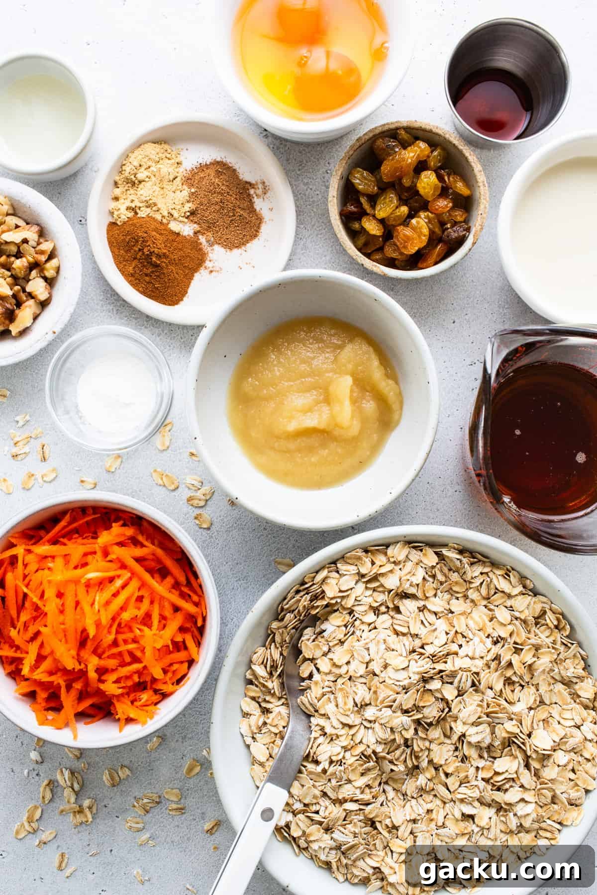 Carrot Cake Oatmeal Muffins: Spiced Breakfast Cups with Raisins and Nuts 3 Oats, carrots, oat bran, chia seeds, chia seeds, chia seeds, .