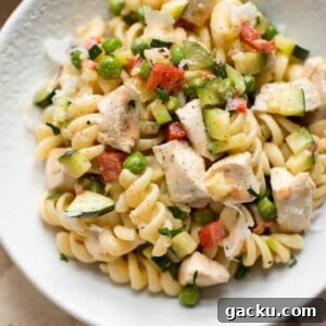 This creamy Pasta Primavera recipe with chicken is fresh, simple, and delicious. 