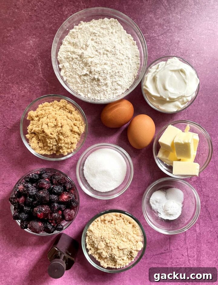 Blueberry Sour Cream Coffee Cake Recipe — Moist, Tender Slice 5 blueberry sour cream coffee cake ingredients