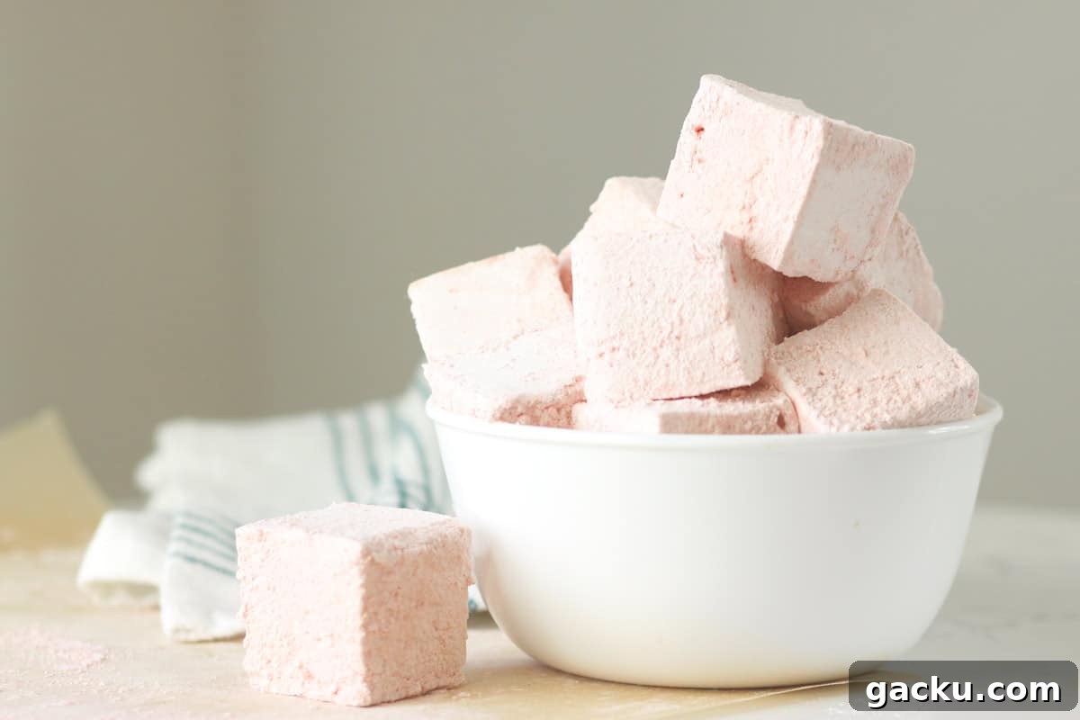 a bowl of homemade strawberry marshmallows