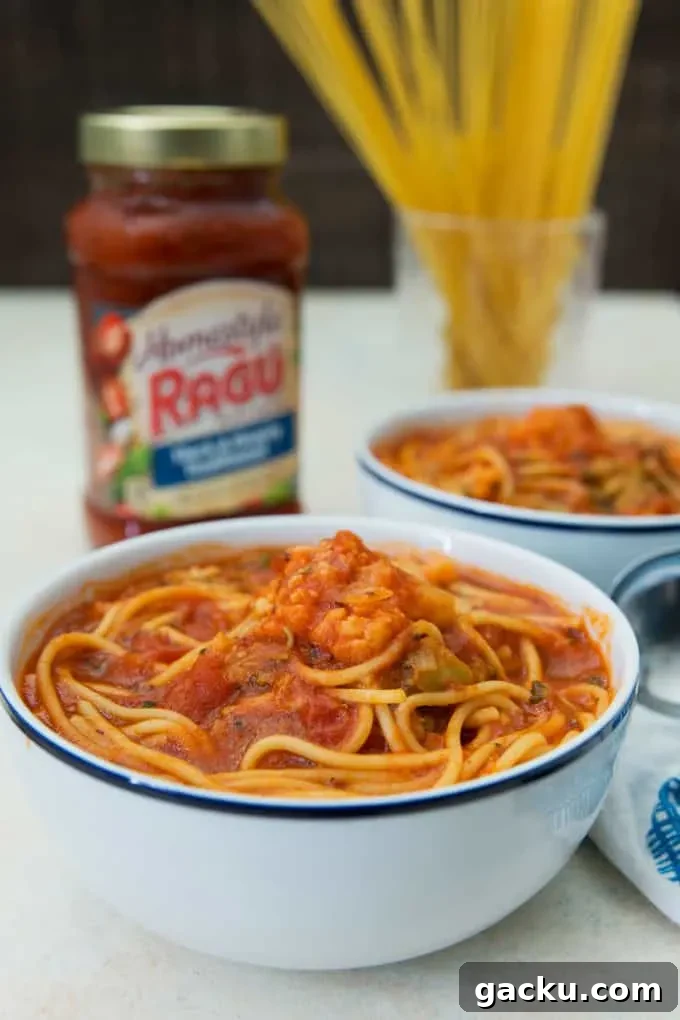 two bowls of instant pot spaghetti soup