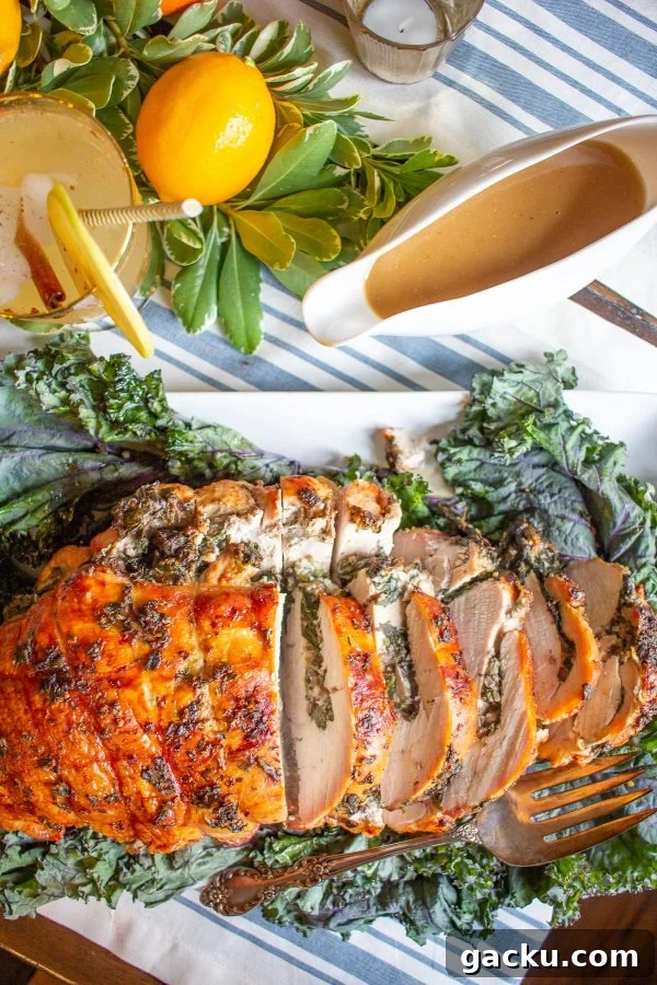 Mushroom Spinach Stuffed Turkey Breast