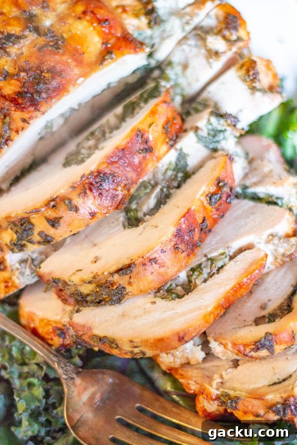 Mushroom Spinach Stuffed Turkey Breast