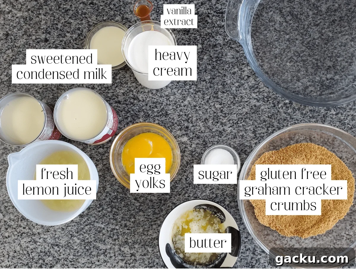 Gluten-Free Lemon Pie Recipe: Zesty Tart with Buttery Crust 3 ingredients for lemon pie measured out and labeled.