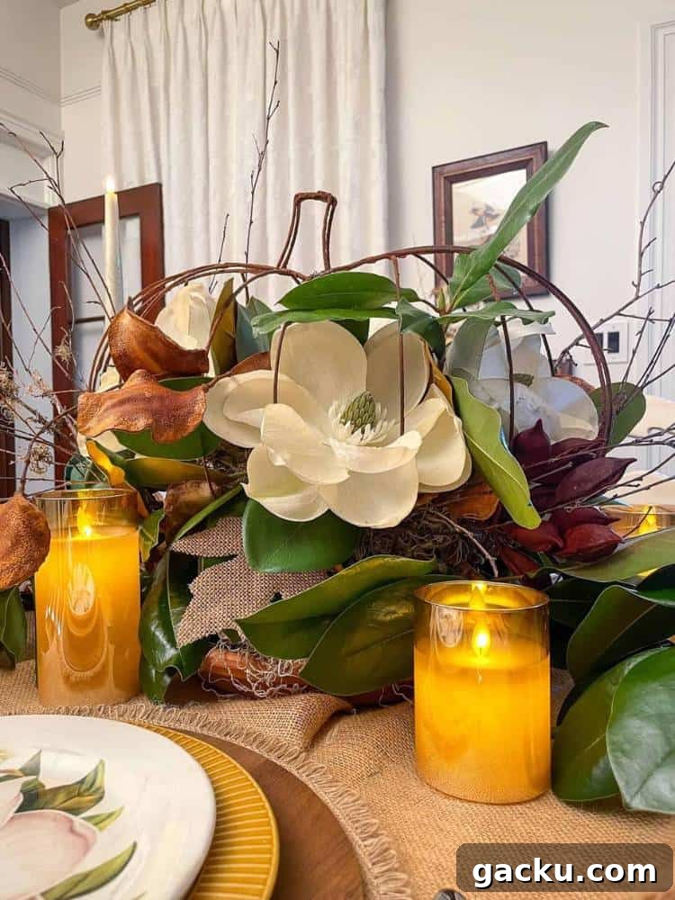 15 Fall DIY Home Decor Crafts to Transform Your Space 7 fall floral centerpiece with amber candles on dining table
