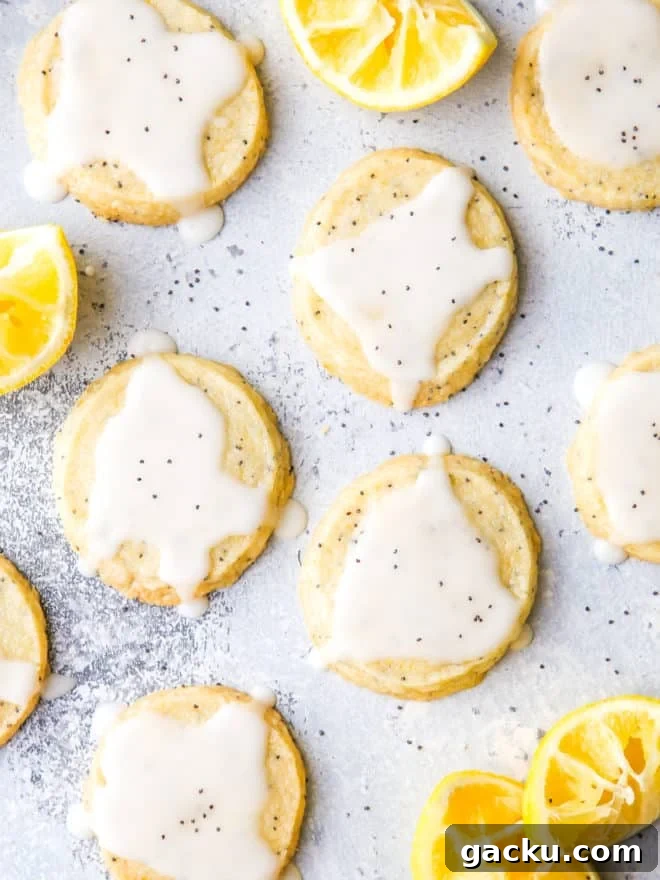 lemon poppy seed shortbread cookies