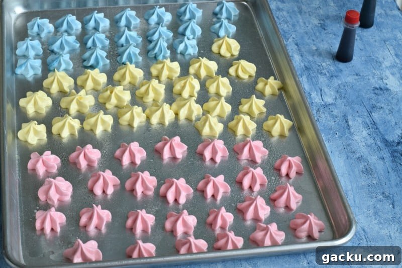 piped meringues