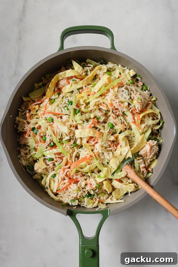 Indo-Chinese Basmati Fried Rice Recipe 14 Indo-Chinese Fried Rice in a skillet.