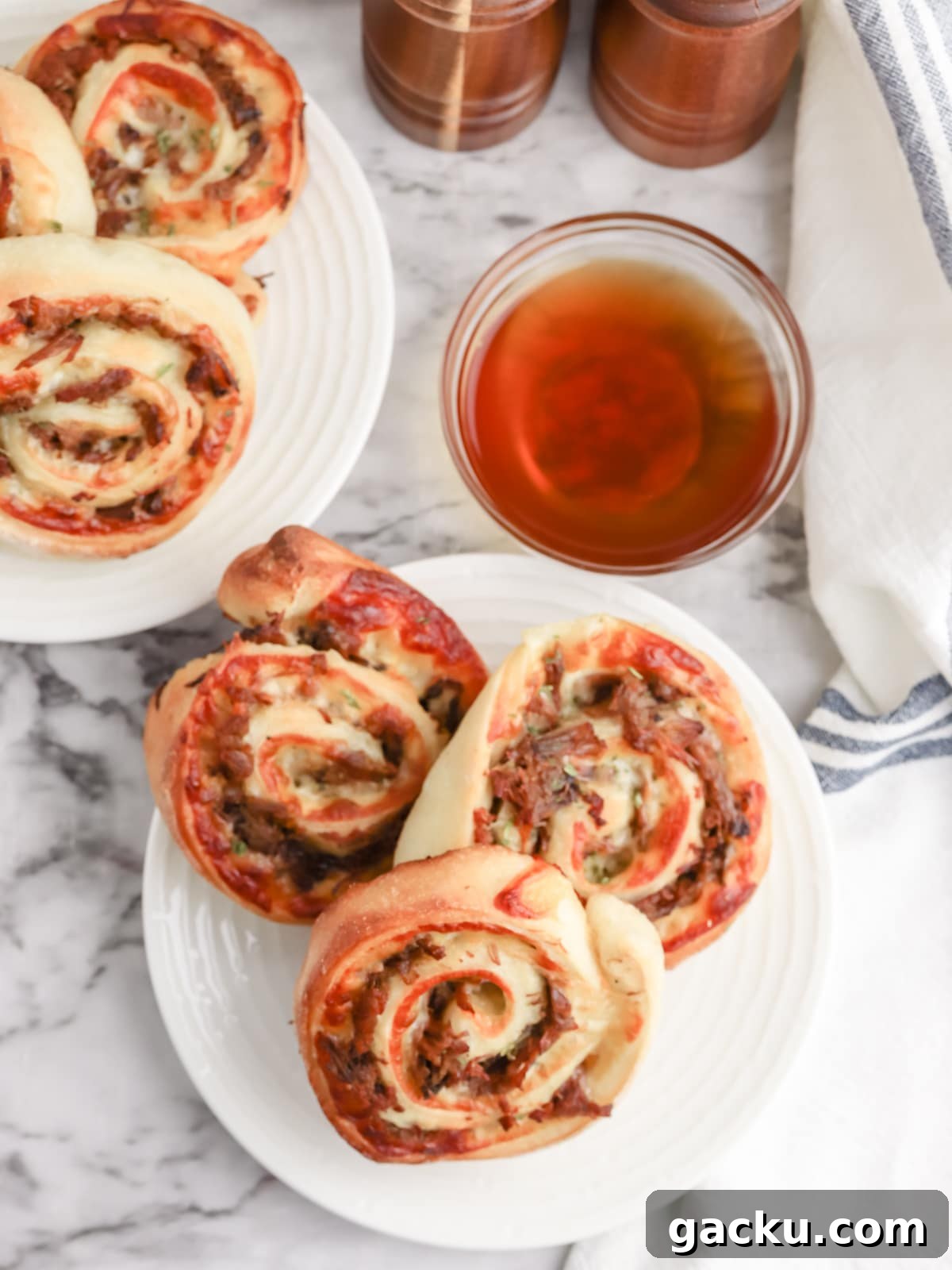 italian beef pinwheels ready to eat