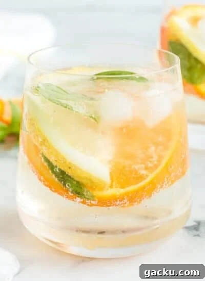 Close up of an image of an Orange Gin Cocktail.