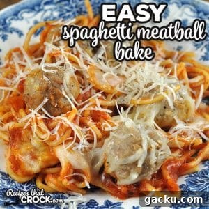 Cheesy Spaghetti and Meatball Bake Recipe for Family Dinners 2 This Easy Spaghetti Meatball Bake is perfect for dinner on a weeknight. Young and old alike enjoy this delicious casserole!