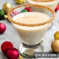 The eggnog martini garnished with nutmeg and cinnamon.