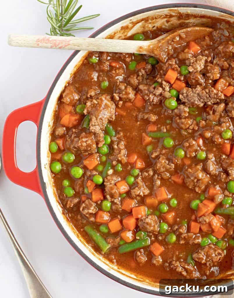 Savory Mince Recipe: Quick Homemade Beef Mince for Dinner 8 A pan of savoury mince.
