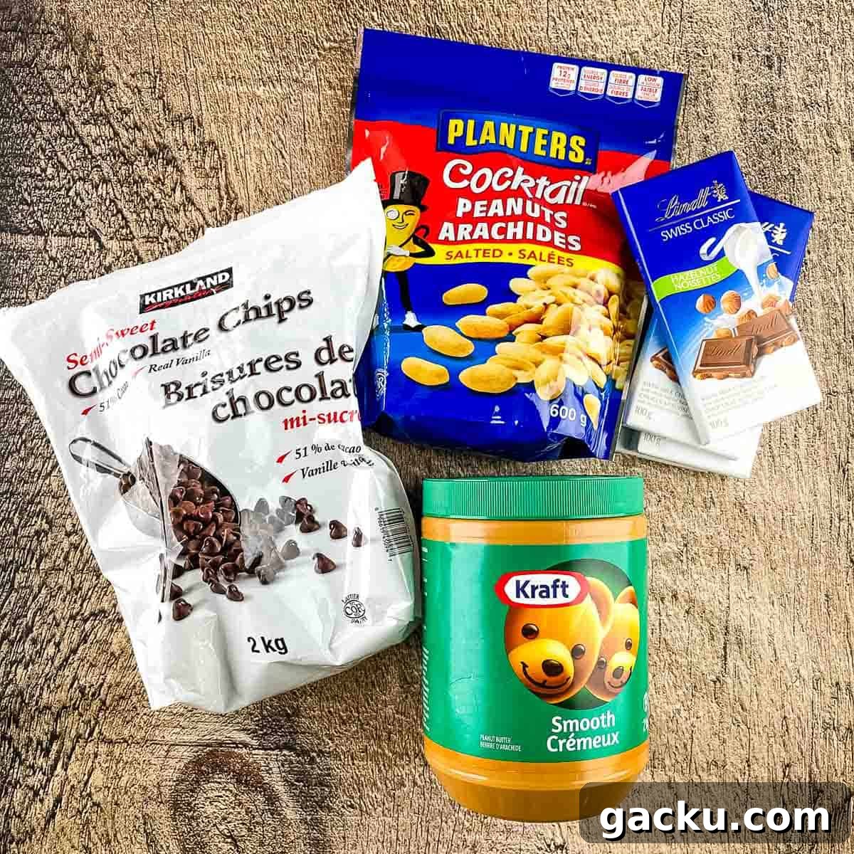 Ingredients for Crockpot Christmas Crack on a wooden table.