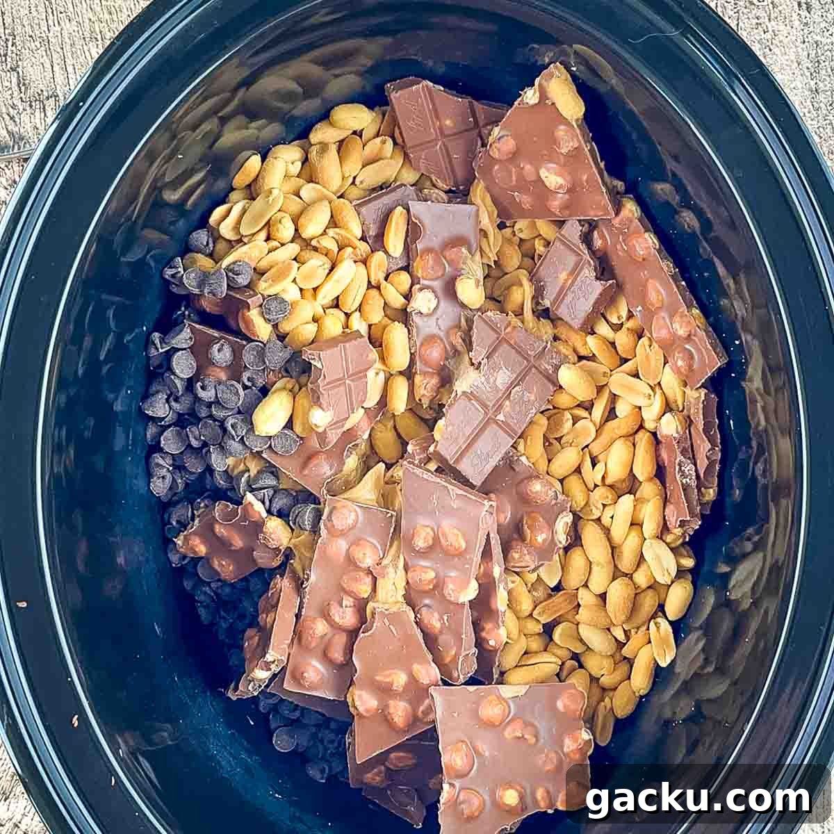 The ingredients for the homemade candy in the slow cooker.