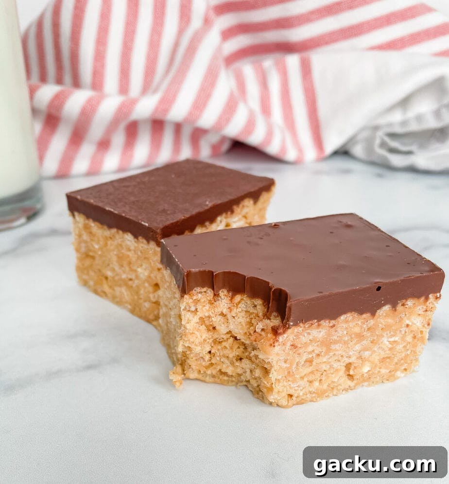 Peanut Butter Rice Krispie Treats With Chocolate
