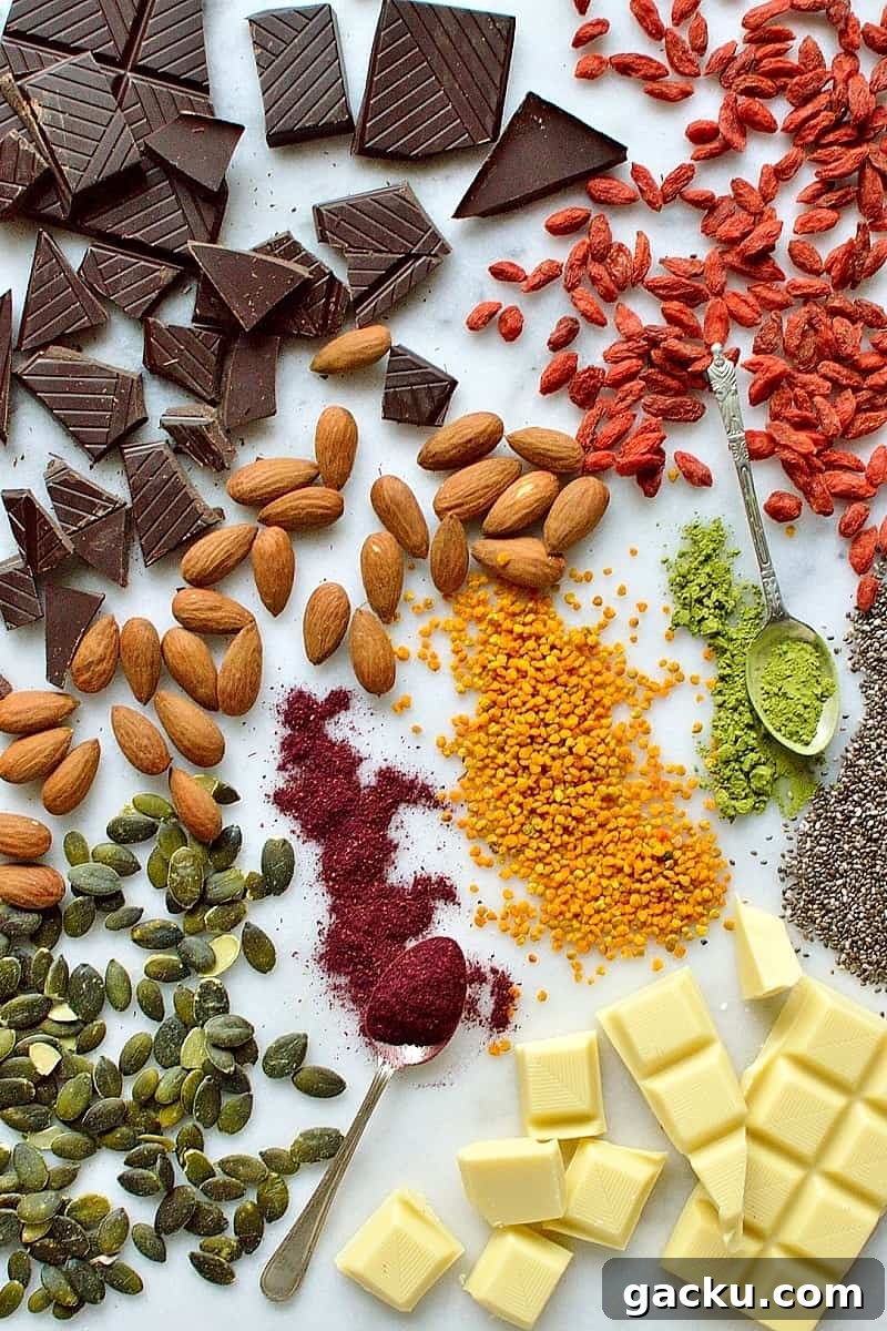 Superfood Chocolate Bark Recipe with Nuts & Seeds 4 Superfood chocolate bark ingredients