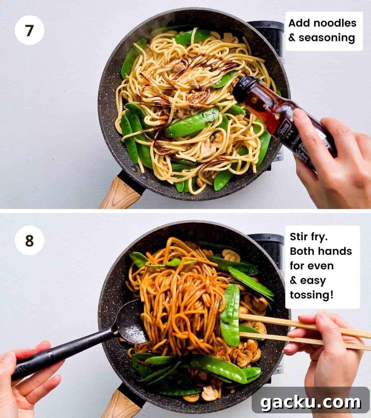 Szechuan Beef Stir-Fry with Noodles: Quick Weeknight Recipe 9 Step by step cooking instructions collage part 4