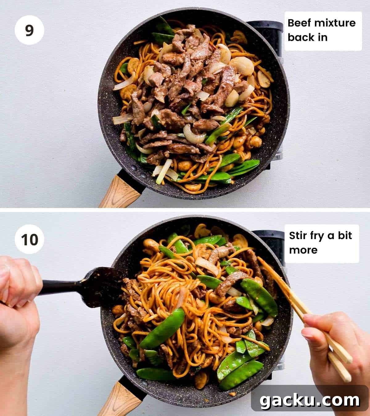 Szechuan Beef Stir-Fry with Noodles: Quick Weeknight Recipe 10 Step by step cooking instructions collage part 5