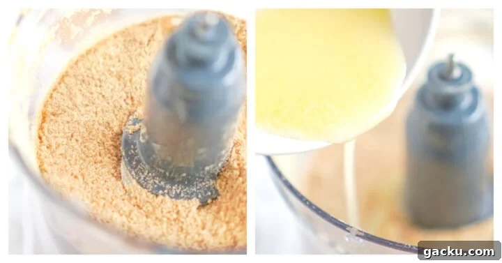 Creamy No-Bake Lemon Cheesecake Bars Recipe 3 mixing butter into crust