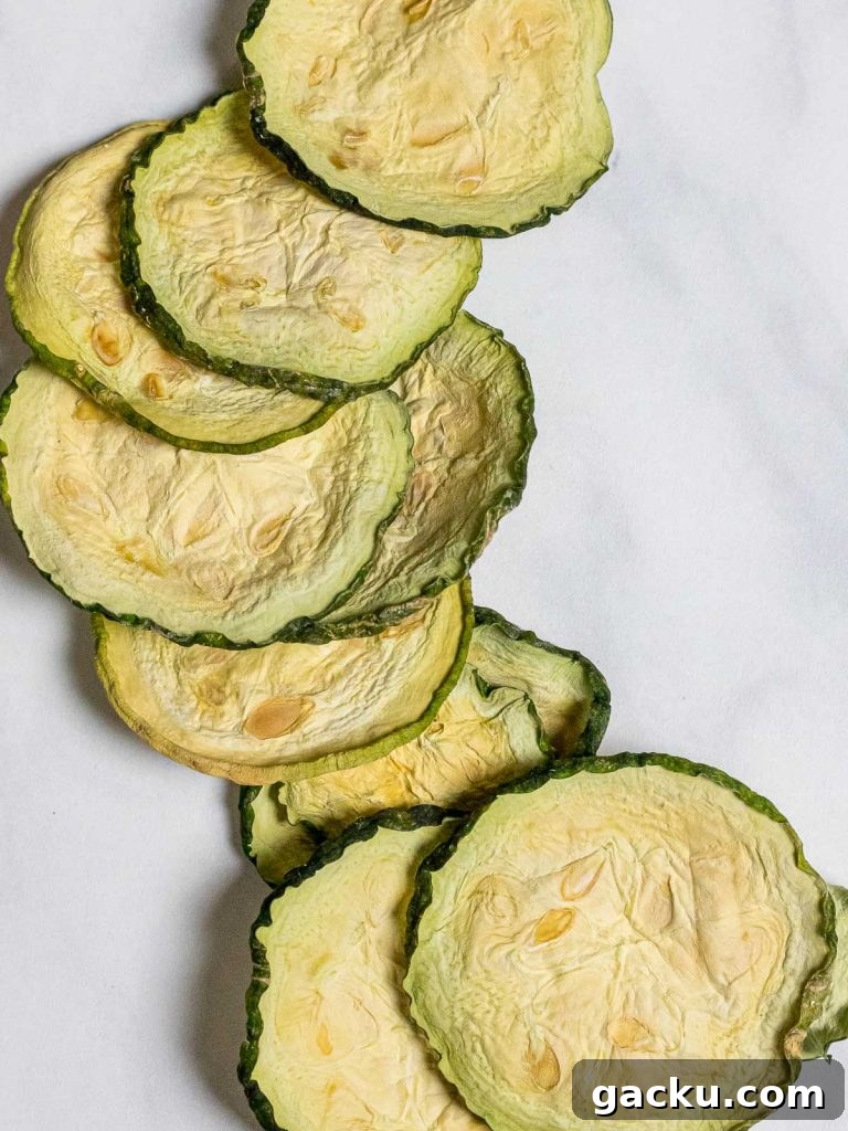 closeup of dried zucchini slices