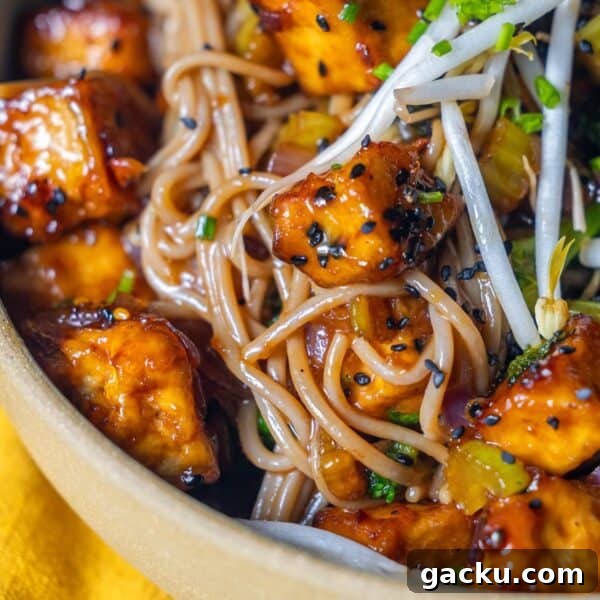 Crispy tofu and soba noodles