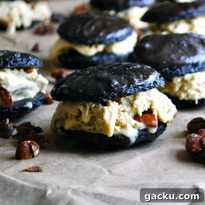 Chocolate Butterscotch Ice Cream Sandwiches | ofbatteranddough.com