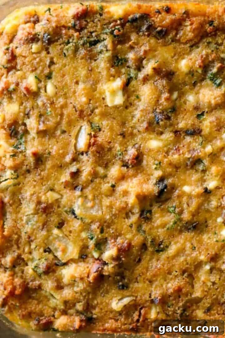 baked honey cornbread and sausage dressing