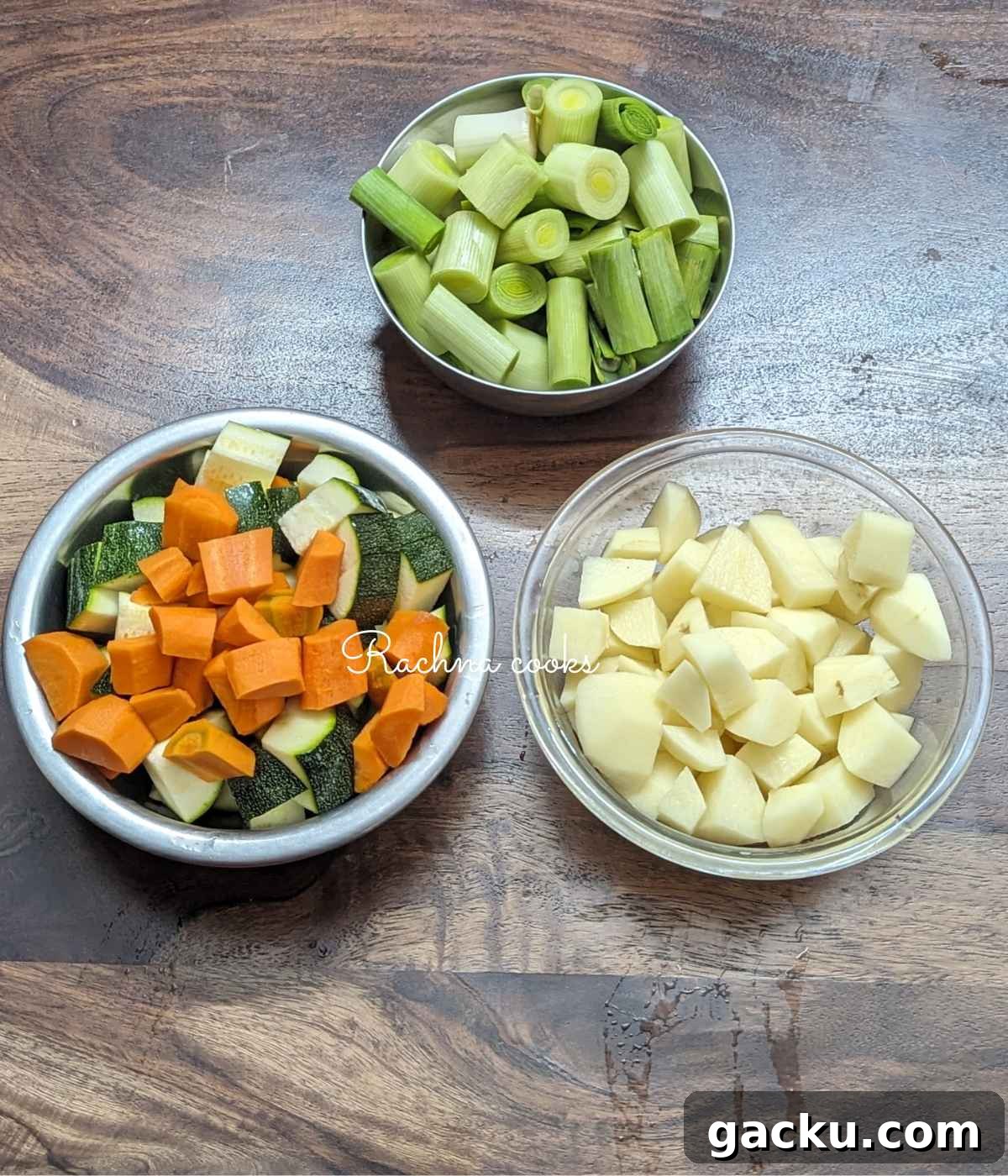 Creamy Leek, Cauliflower & Potato Soup Recipe for Cozy Meals 3 Chopped vegetables for the soup