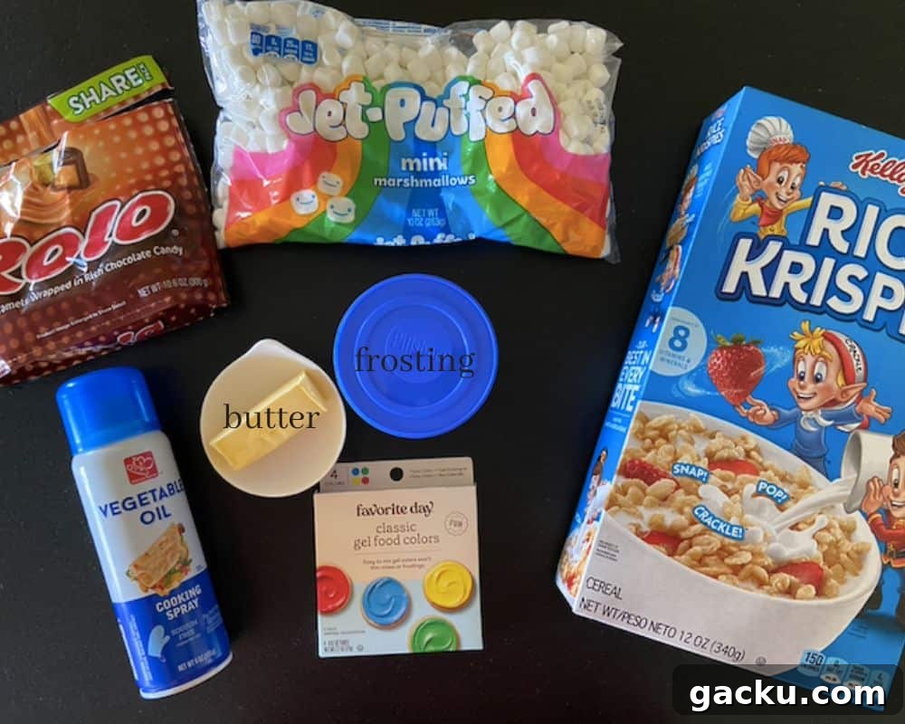 Pumpkin Rice Krispie Treats Recipe for Fall Desserts 4 ingredients for pumpkin rice krispie treats on black countertop