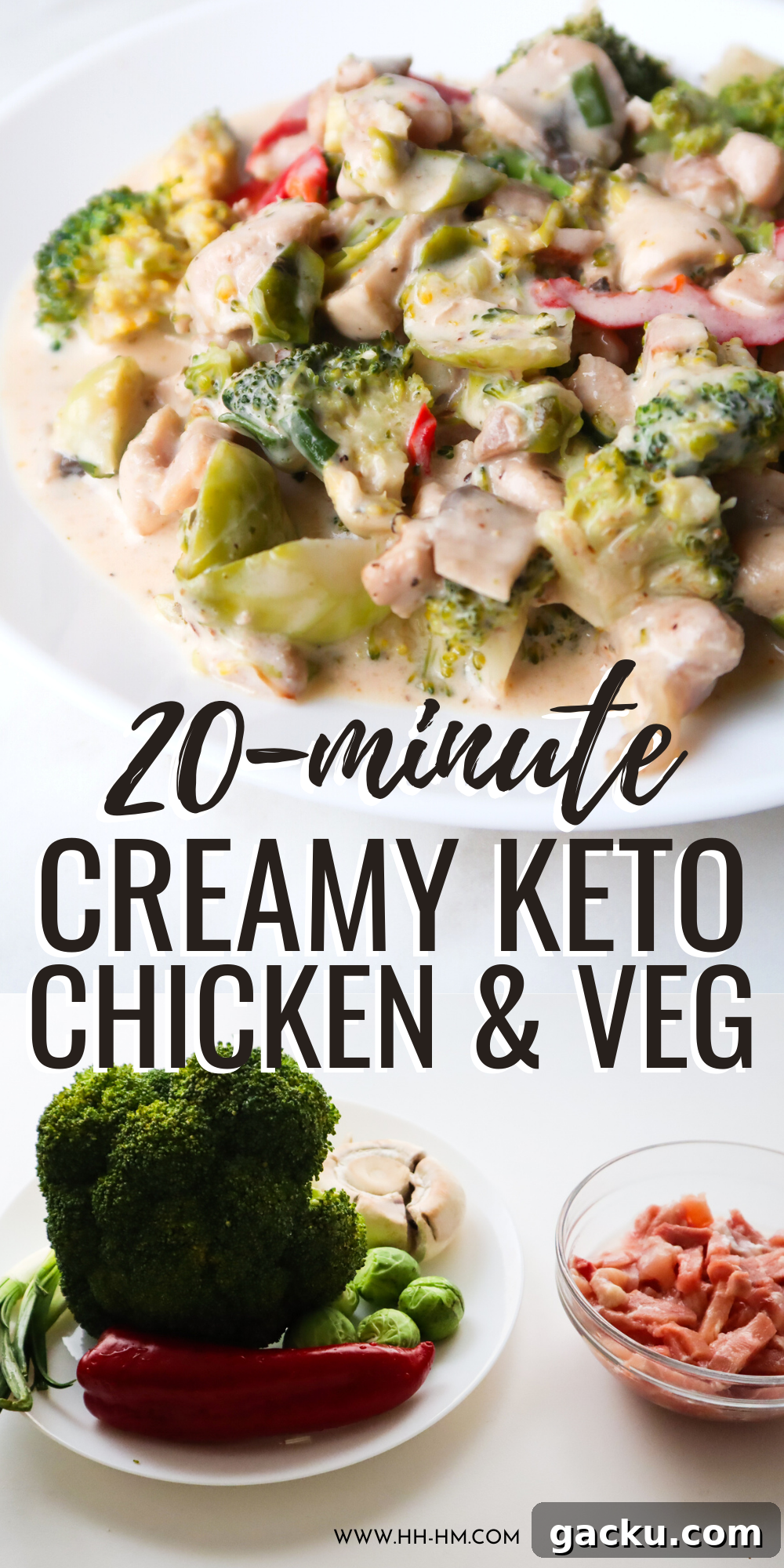 Best keto dinner idea ever: Creamy keto chicken with vegetables is full of flavor, cheesy, creamy, garlicky and delicious! This is a super easy healthier creamy keto dinner recipe using boneless skinless chicken thighs, Parmesan cheese and vegetables!