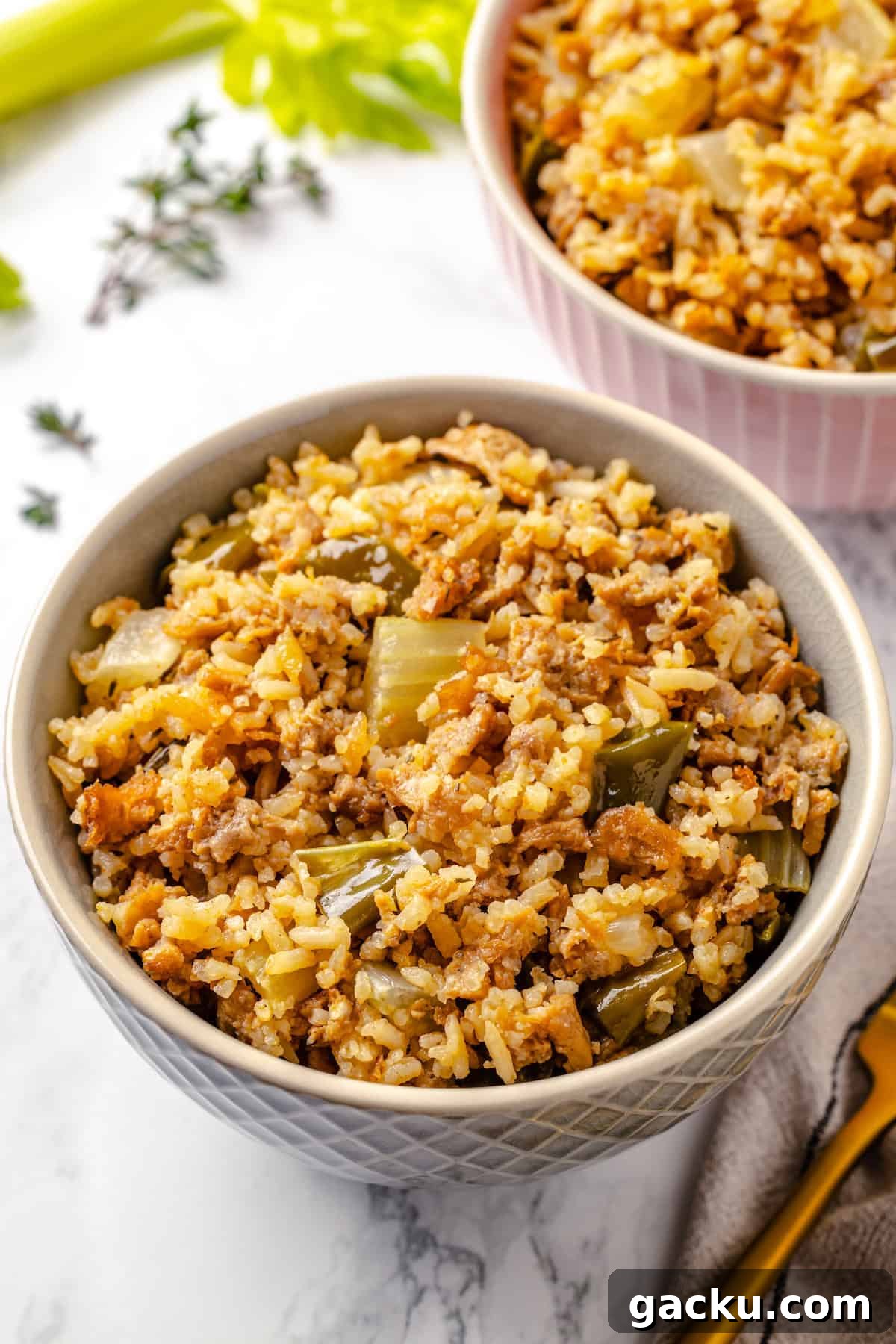 Bowls of vegan dirty rice
