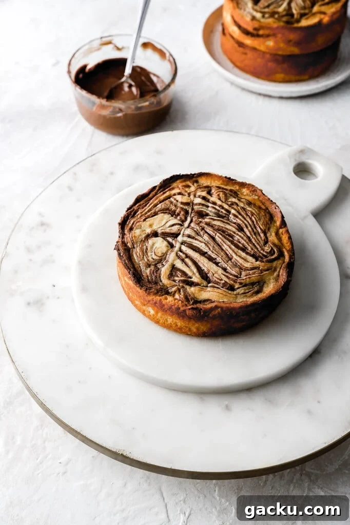 vanilla cake with nutella swirl
