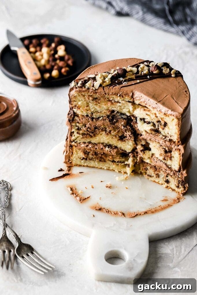 nutella cake sliced