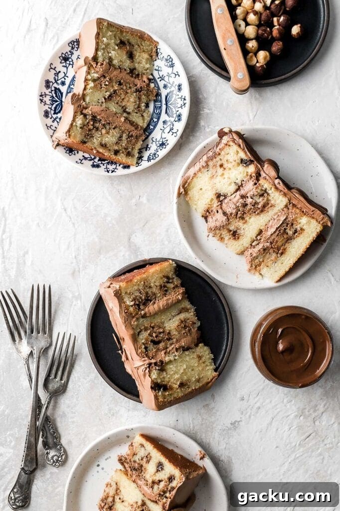 nutella cake, inside slices