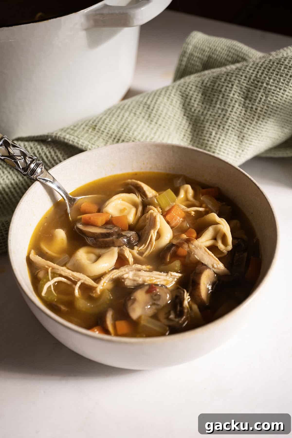 Creamy Chicken Tortellini Soup Recipe for Cozy Weeknights 12 Chicken tortellini soup in a bowl.