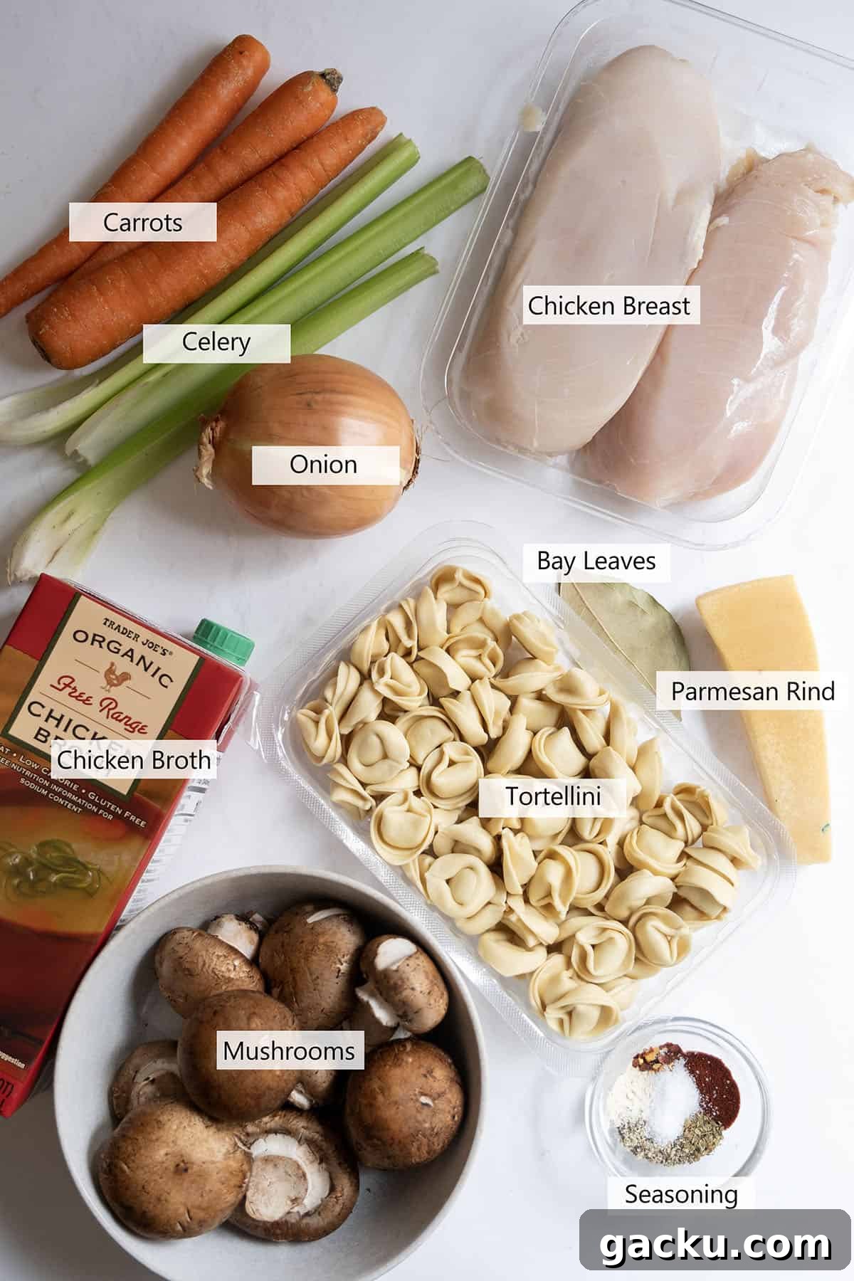 Creamy Chicken Tortellini Soup Recipe for Cozy Weeknights 3 Ingredients for the recipe.