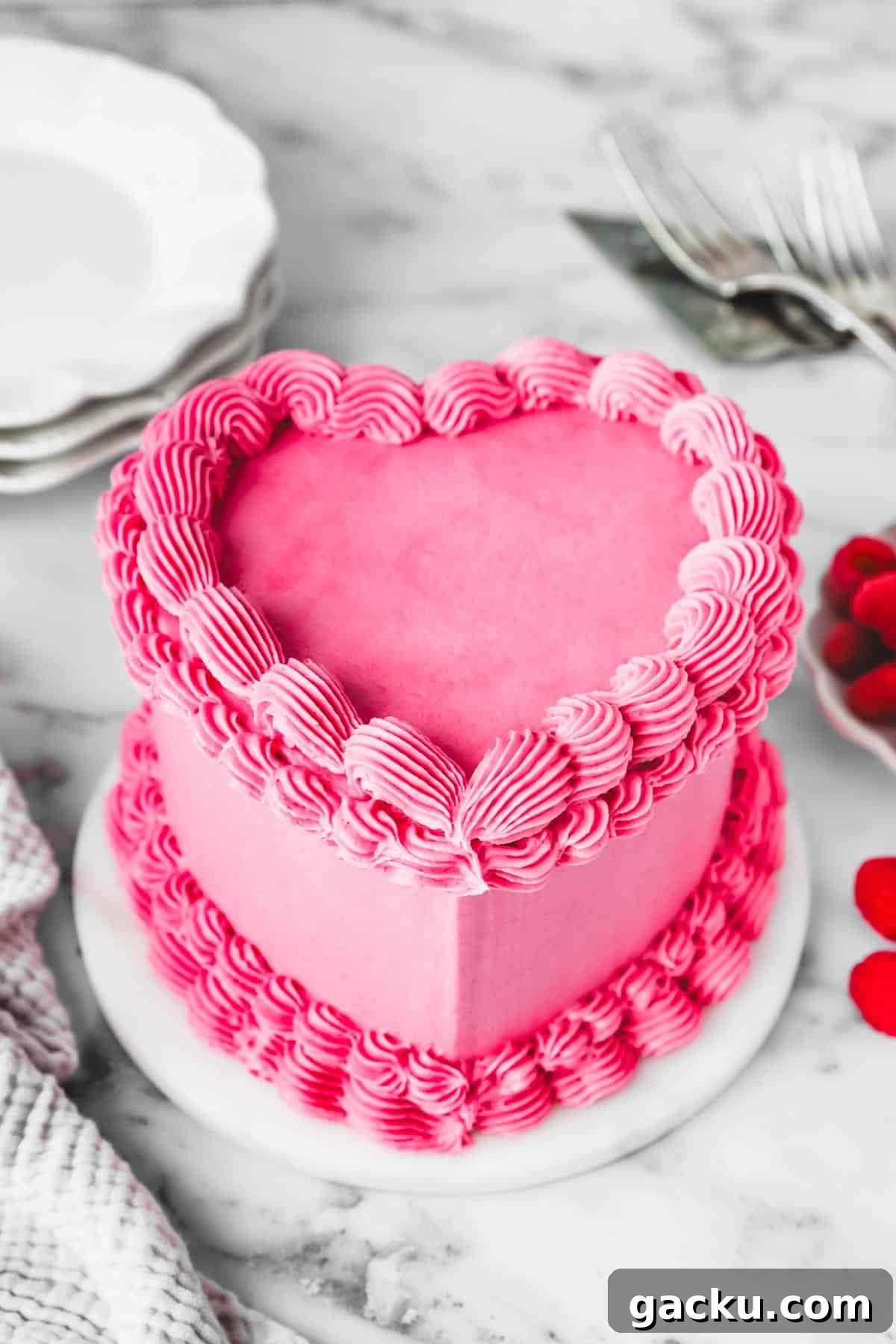 finished pink vintagea cake on. a table