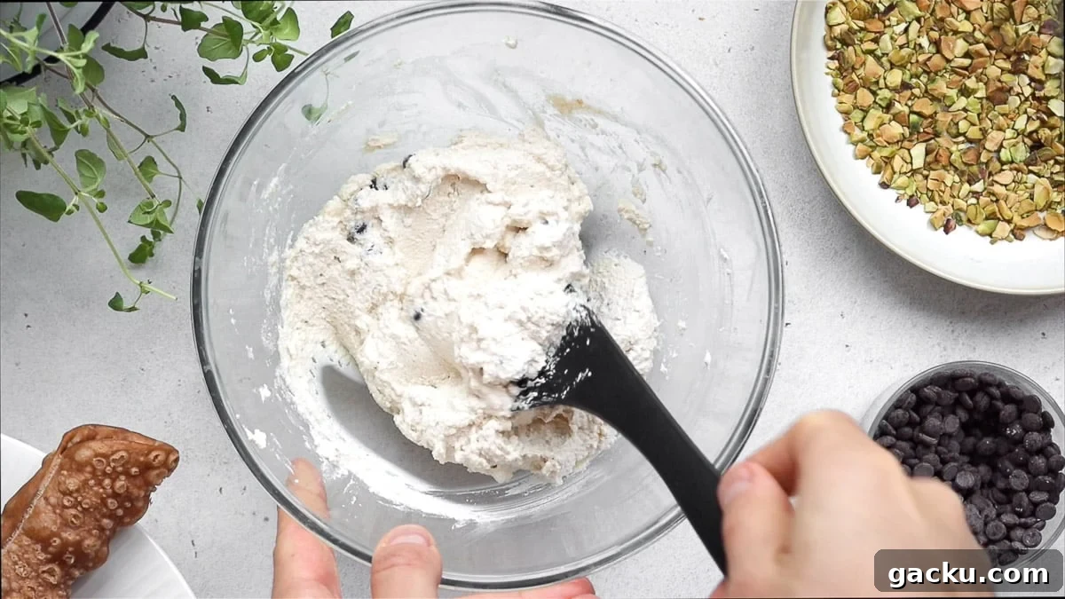 Vegan Cannoli: Crispy Shells with Creamy Ricotta-Style Filling 11 mixing the cannoli filling