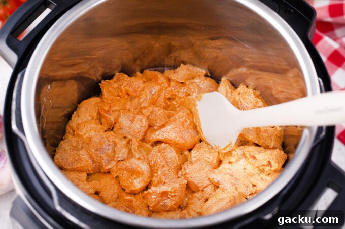 Instant Pot Chicken Tikka Masala with Fragrant Basmati Rice 7 Searing Instant Pot chicken tikka masala.