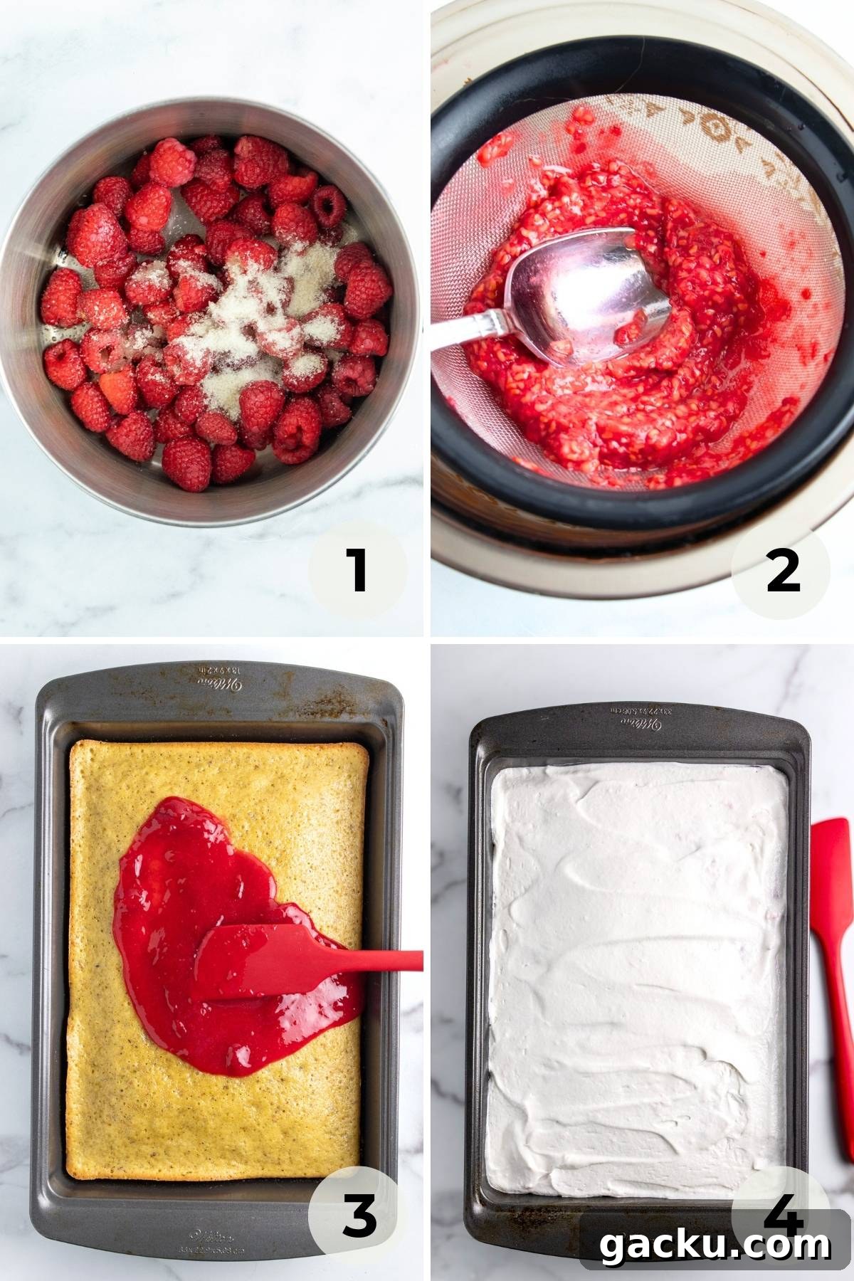 Pistachio Raspberry Cake Recipe with Moist, Nutty Layers 7 Making raspberry sauce