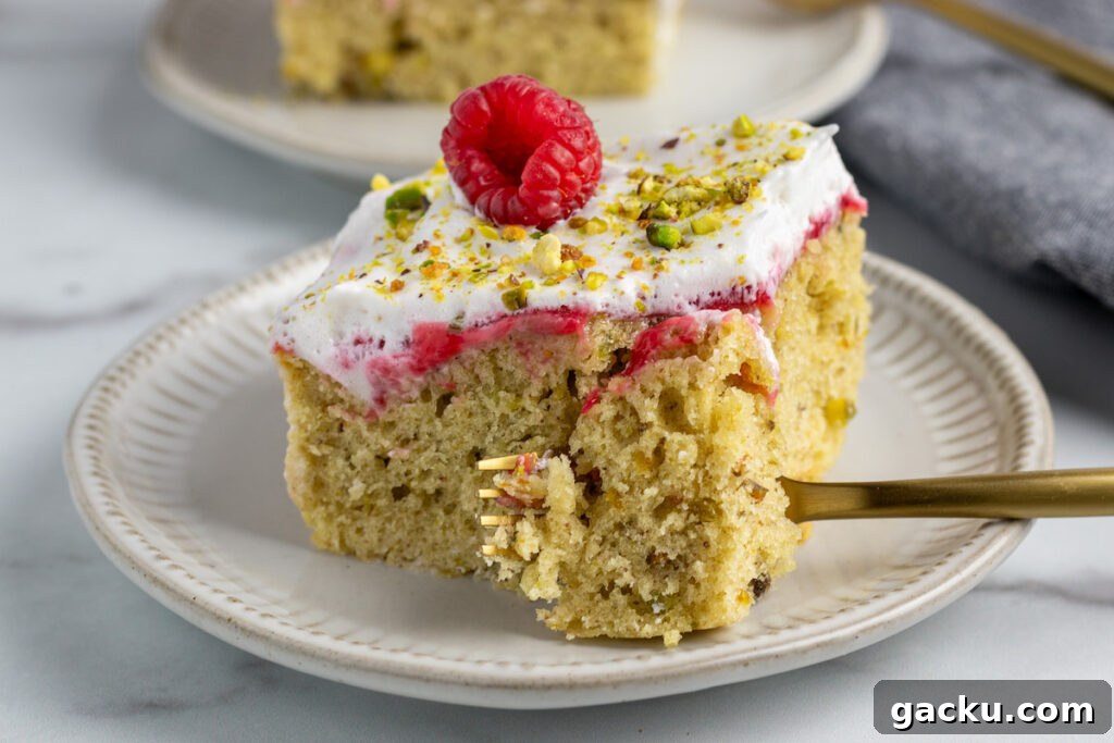 Pistachio Raspberry Cake Recipe with Moist, Nutty Layers 9 Pistachio raspberry cake close-up