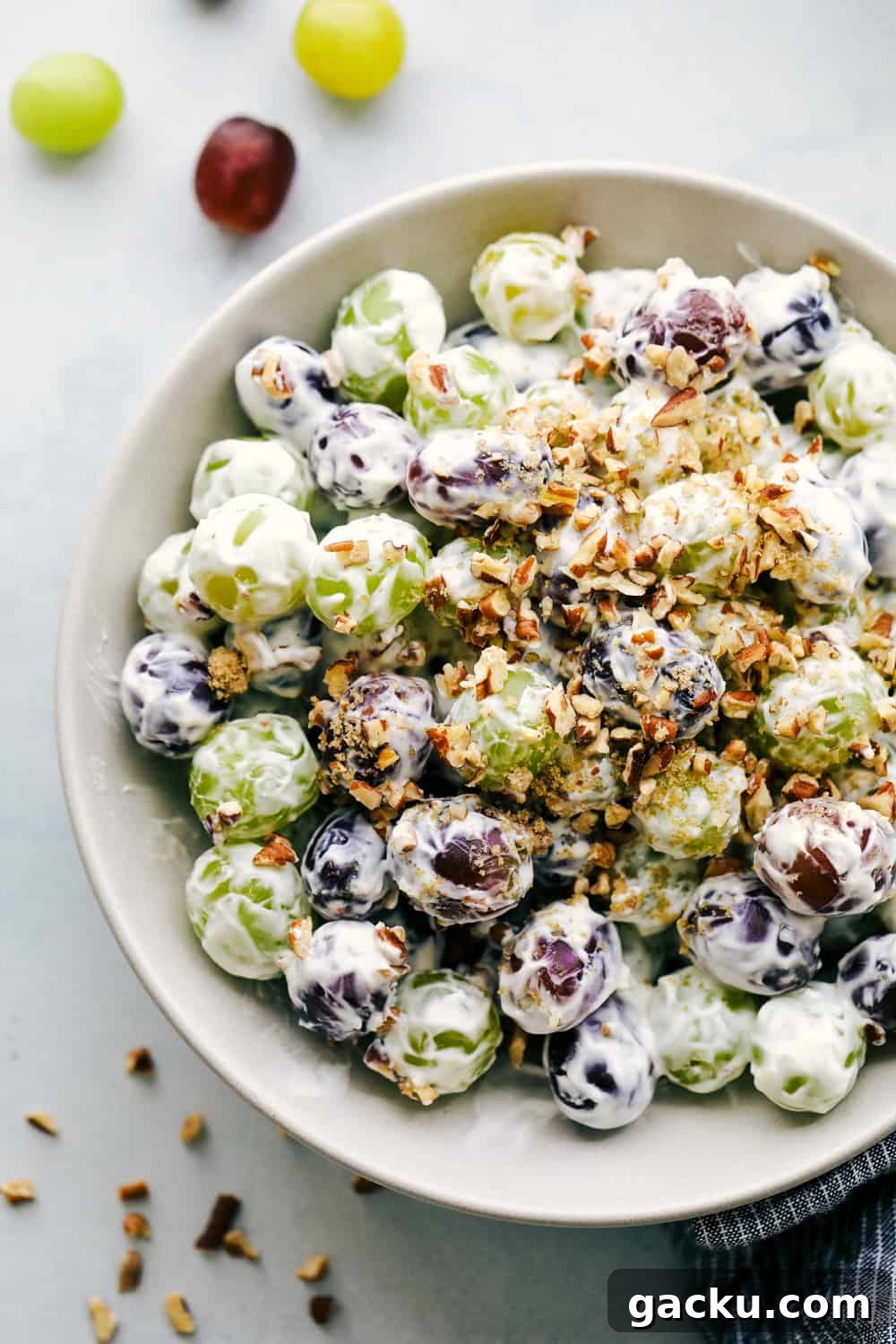 Creamy Grape Salad in a bowl.