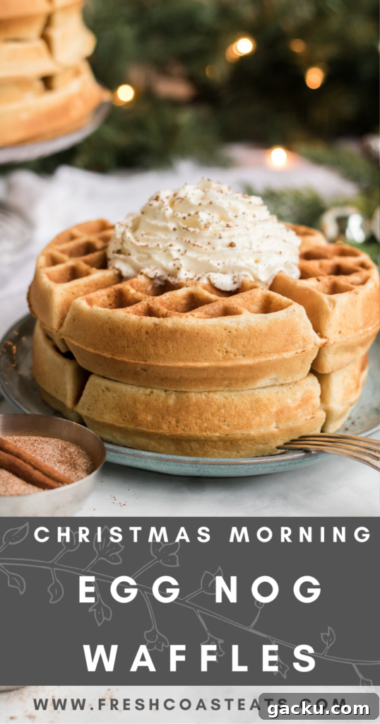 Pinterest Image for Egg Nog Waffles