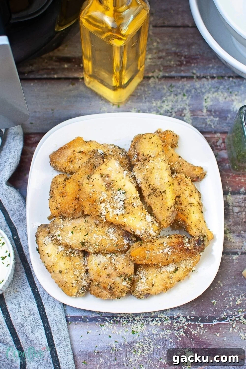 Crispy Garlic Parmesan Chicken Wings in the Air Fryer 5 Healthier air fryer garlic parmesan chicken wings - crispy, juicy, and full of flavor!