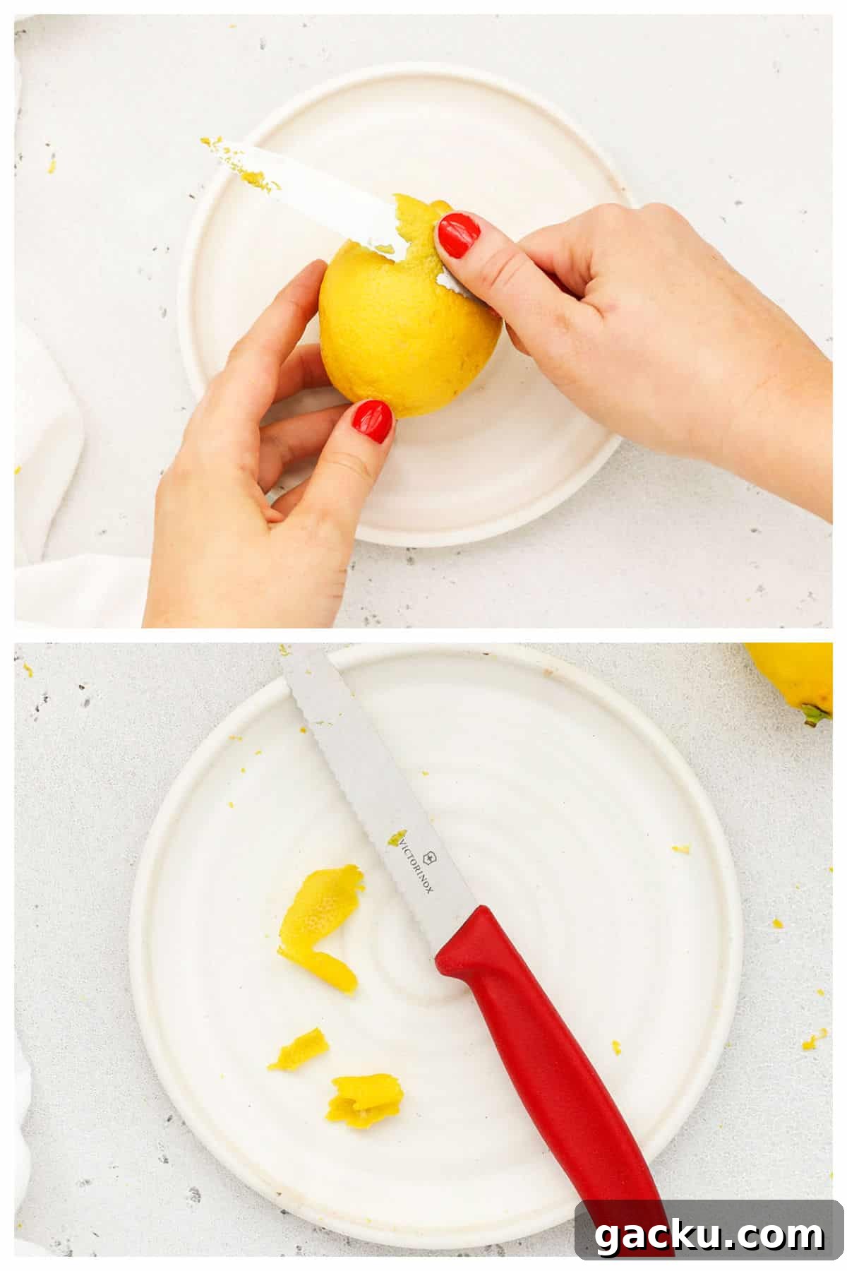 zesting a lemon with a knife