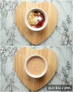 2 step by step photos showing how to make burger sauce
