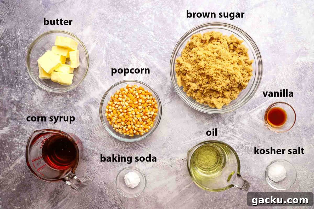 ingredients used to make homemade caramel corn